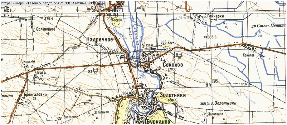 Карта СОКОЛІВ, Тернопільська область, Теребовлянський район