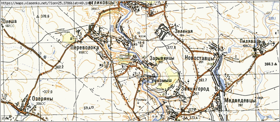 Карта ЗАРВАНИЦЯ, Тернопільська область, Теребовлянський район