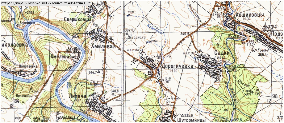 Карта ДОРОГИЧІВКА, Тернопільська область, Заліщицький район