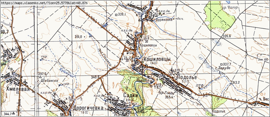 Карта КОШИЛІВЦІ, Тернопільська область, Заліщицький район