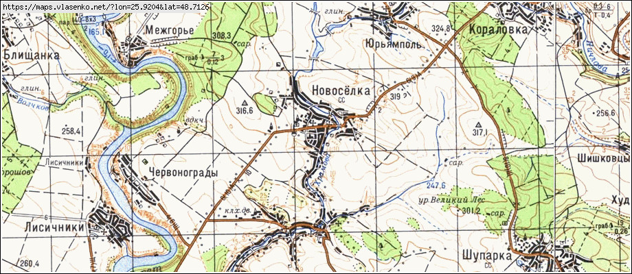 Карта НОВОСІЛКА, Тернопільська область, Заліщицький район