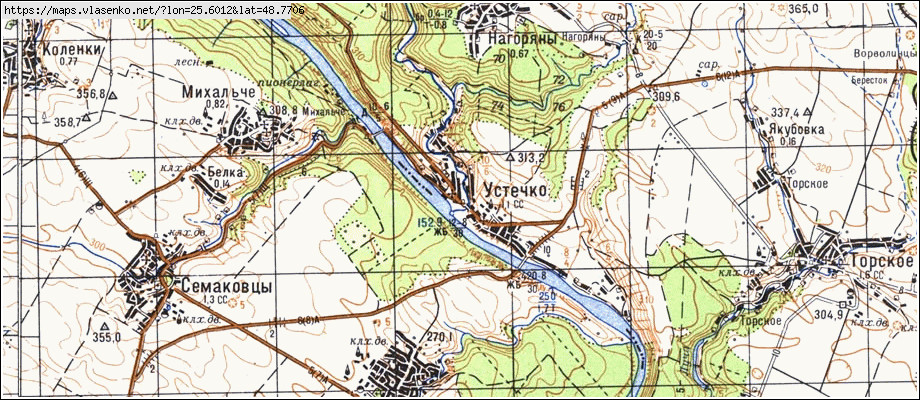 Карта УСТЕЧКО, Тернопільська область, Заліщицький район