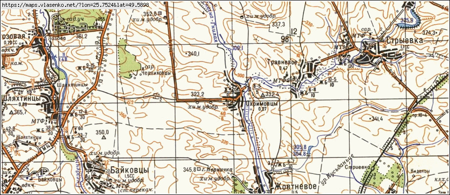 Карта ОХРИМІВЦІ, Тернопільська область, Збаразький район
