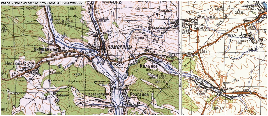 Карта КАЛЬНЕ, Тернопільська область, Зборівський район