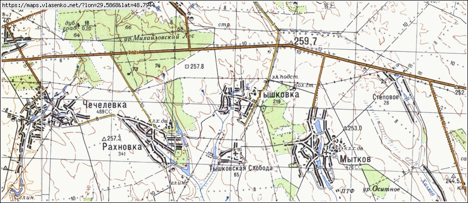 Карта ТИШКІВКА, Вінницька область, Гайсинський район