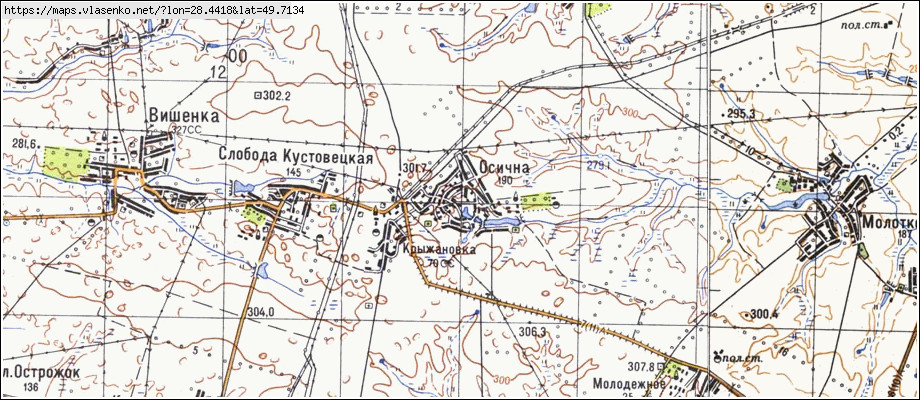 Карта ОСИЧНА, Вінницька область, Хмільницький район