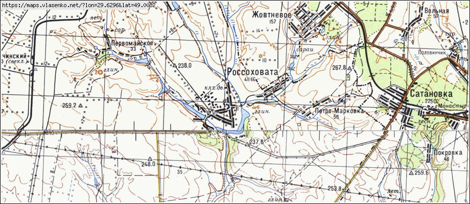 Карта РОЗСОХОВАТА, Вінницька область, Іллінецький район