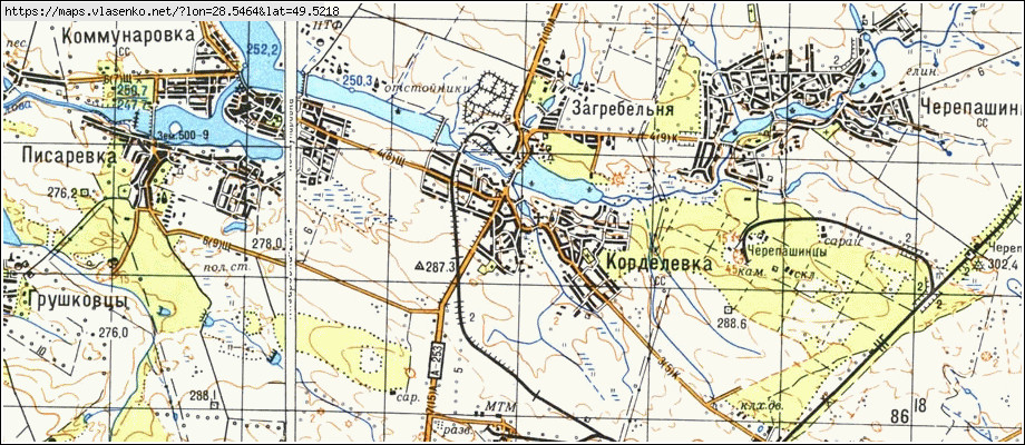 Карта КОРДЕЛІВКА, Вінницька область, Калинівський район