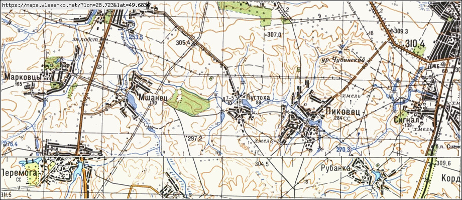 Карта ПУСТОХА, Вінницька область, Козятинський район