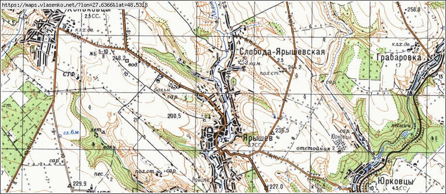 Карта СЛОБОДА-ЯРИШІВСЬКА, Вінницька область, Могилів-Подільский район