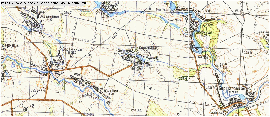 Карта КУР'ЯНЦІ, Вінницька область, Погребищенський район
