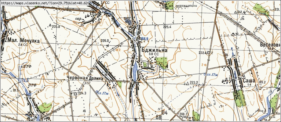 Карта БДЖІЛЬНА, Вінницька область, Теплицький район