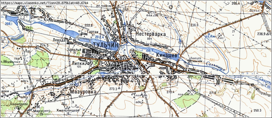 Карта ТУЛЬЧИН, Вінницька область, Тульчинський район