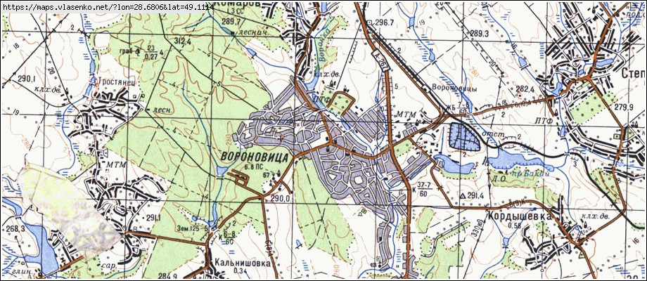 Карта ВОРОНОВИЦЯ, Вінницька область, Вінницький район