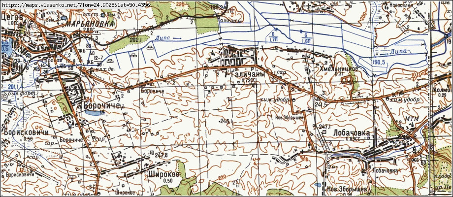 Карта ГАЛИЧАНИ, Волинська область, Горохівський район