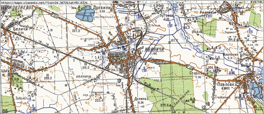 Карта ІВАНИЧІ, Волинська область, Іваничівський район