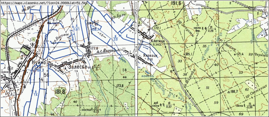 Карта ЯЛОВАЦЬК, Волинська область, Камінь-Каширський район