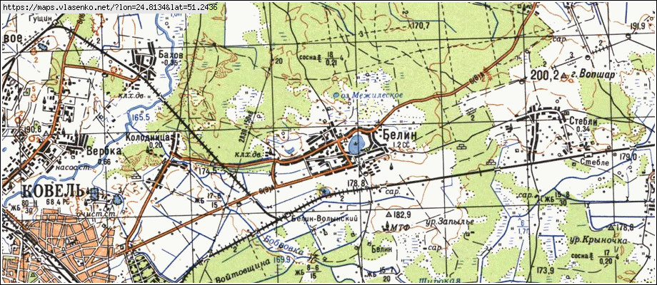 Карта БІЛИН, Волинська область, Ковельський район