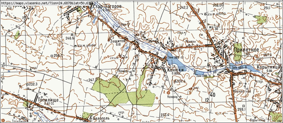 Карта КОНЮХИ, Волинська область, Локачинський район