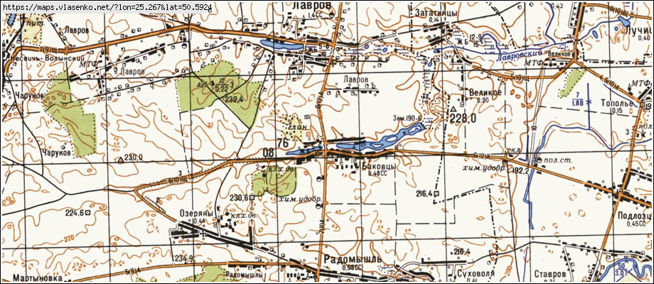 Карта БАКІВЦІ, Волинська область, Луцький район