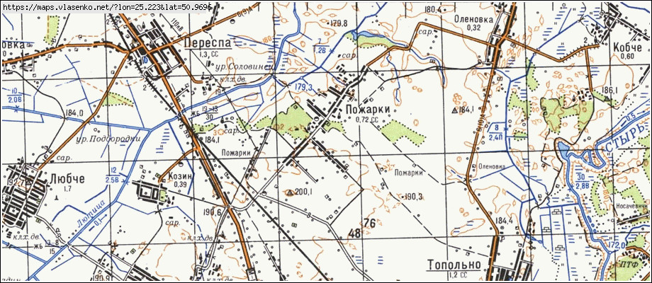 Карта ПОЖАРКИ, Волинська область, Рожищенський район