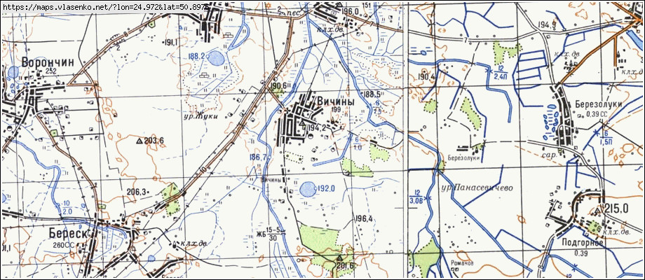Карта ВІЧИНІ, Волинська область, Рожищенський район