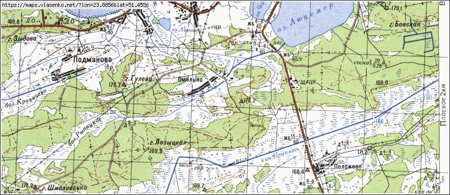Карта ОМЕЛЬНЕ, Волинська область, Шацький район