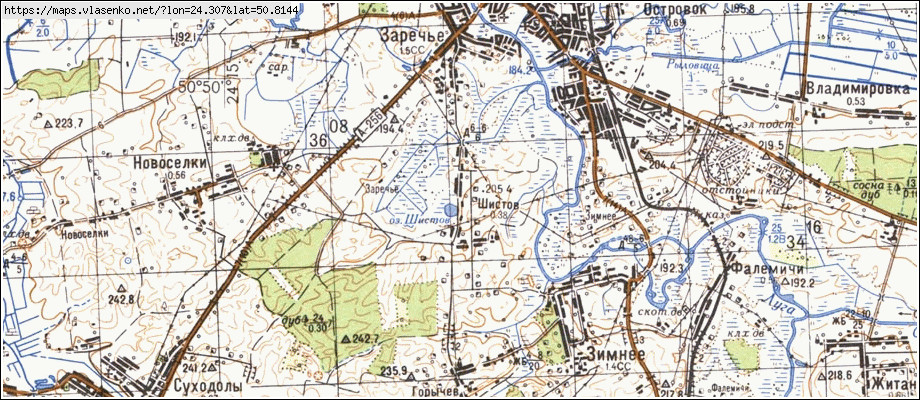 Карта ШИСТІВ, Волинська область, Володимир-волинський район