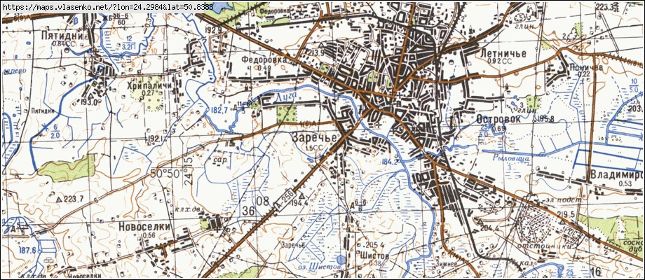 Карта ЗАРІЧЧЯ, Волинська область, Володимир-волинський район