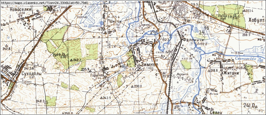 Карта ЗИМНЕ, Волинська область, Володимир-волинський район