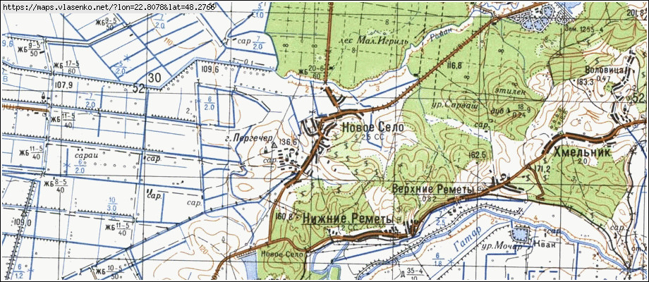 Карта БЕРЕГУЙФАЛУ, Закарпатська область, Берегівський район