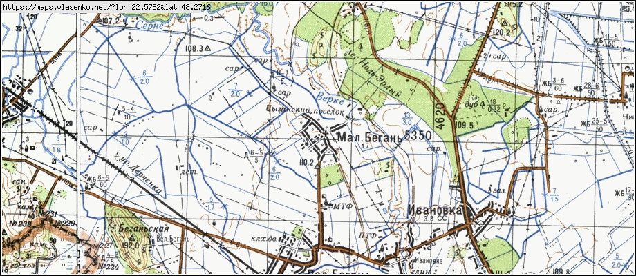 Карта МАЛА БИЙГАНЬ, Закарпатська область, Берегівський район