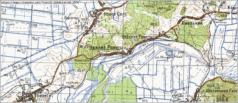 Карта НИЖНІ РЕМЕТИ, Закарпатська область, Берегівський район