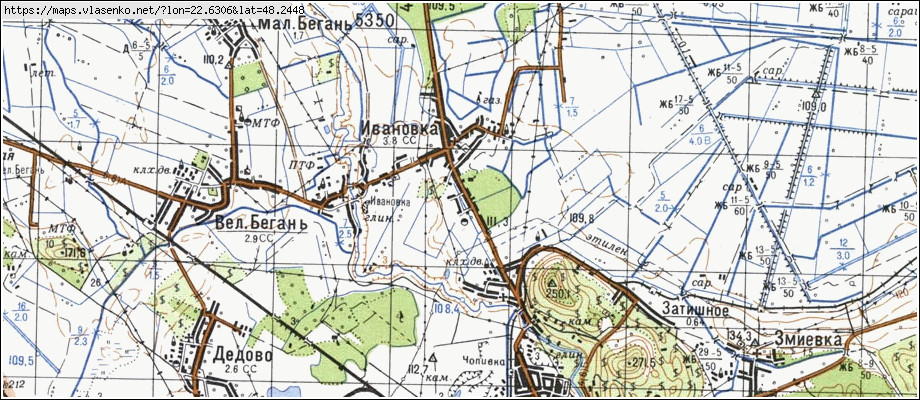 Карта ЯНОШІ, Закарпатська область, Берегівський район
