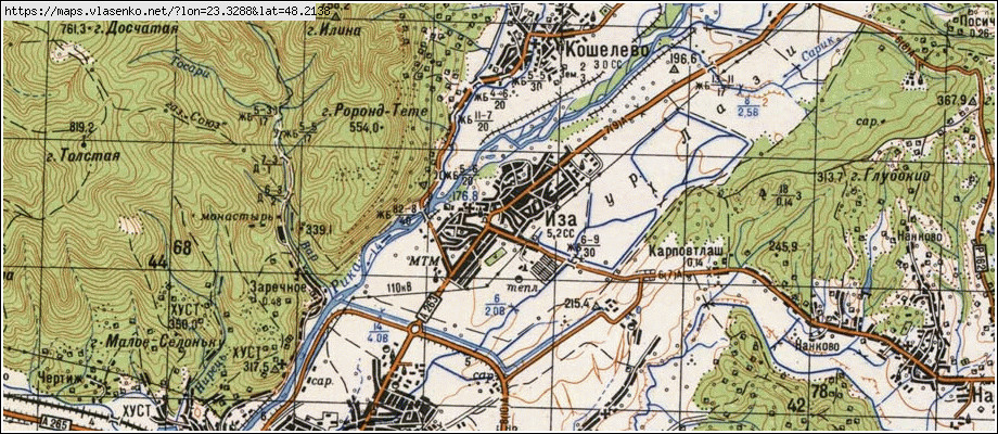 Карта ІЗА, Закарпатська область, Хустський район