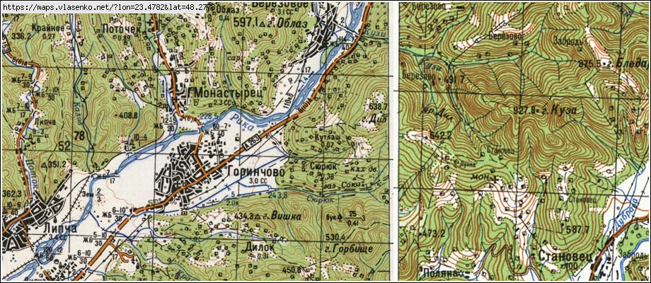 Карта КУТЛАШ, Закарпатська область, Хустський район