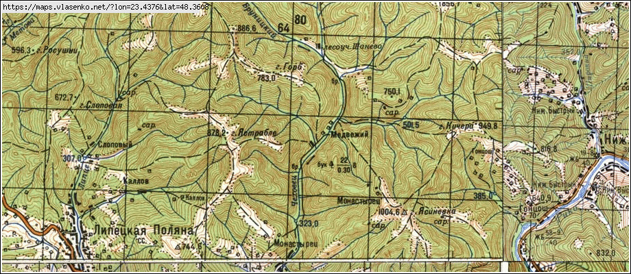 Карта МЕДВЕЖИЙ, Закарпатська область, Хустський район
