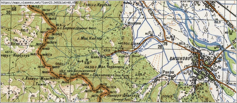 Карта ШАЯН, Закарпатська область, Хустський район
