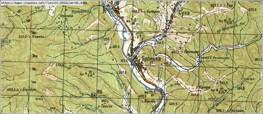 Карта БРОНЬКА, Закарпатська область, Іршавський район
