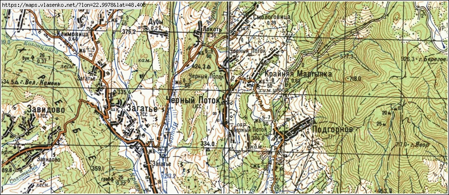 Карта ЧОРНИЙ ПОТІК, Закарпатська область, Іршавський район