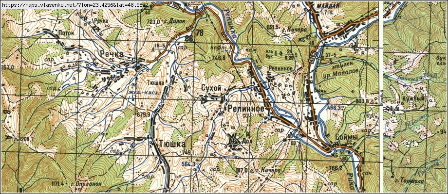 Карта СУХА, Закарпатська область, Іршавський район
