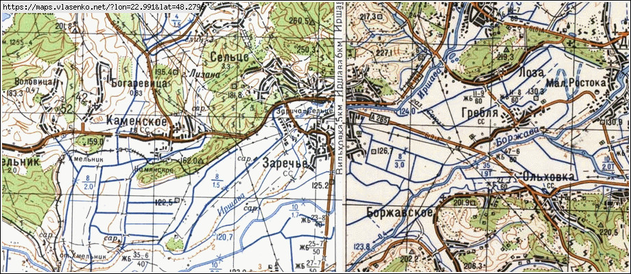 Карта ЗАРІЧЧЯ, Закарпатська область, Іршавський район