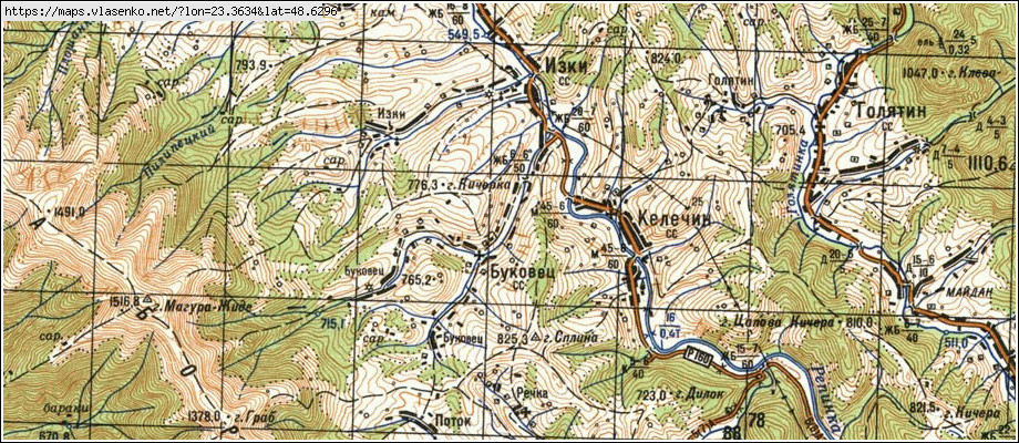 Карта БУКОВЕЦЬ, Закарпатська область, Міжгірський район