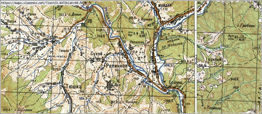 Карта РЕПИННЕ, Закарпатська область, Міжгірський район