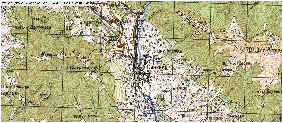 Карта СИНЕВИР, Закарпатська область, Міжгірський район