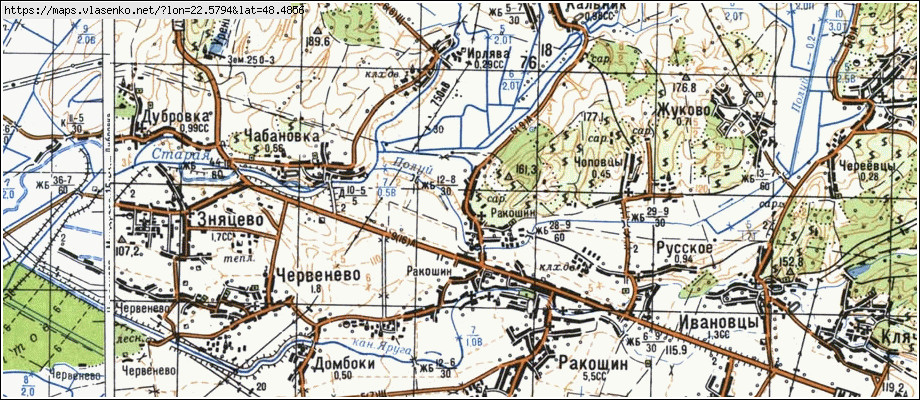 Карта БЕНЕДИКІВЦІ, Закарпатська область, Мукачівський район