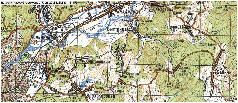 Карта БУКОВИНКА, Закарпатська область, Мукачівський район