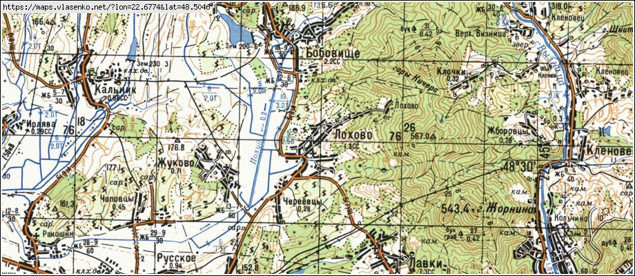 Карта ЛОХОВО, Закарпатська область, Мукачівський район