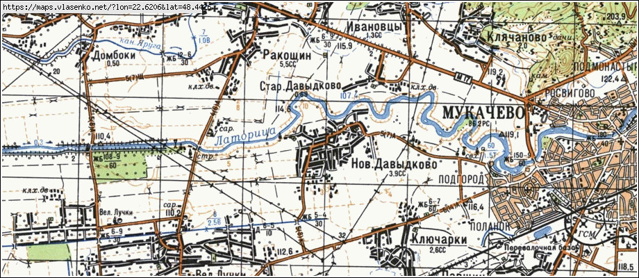 Карта НОВЕ ДАВИДКОВО, Закарпатська область, Мукачівський район