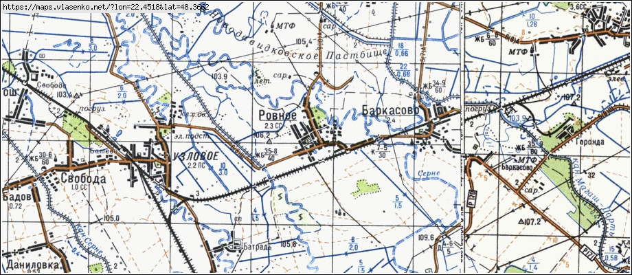 Карта СЕРНЕ, Закарпатська область, Мукачівський район
